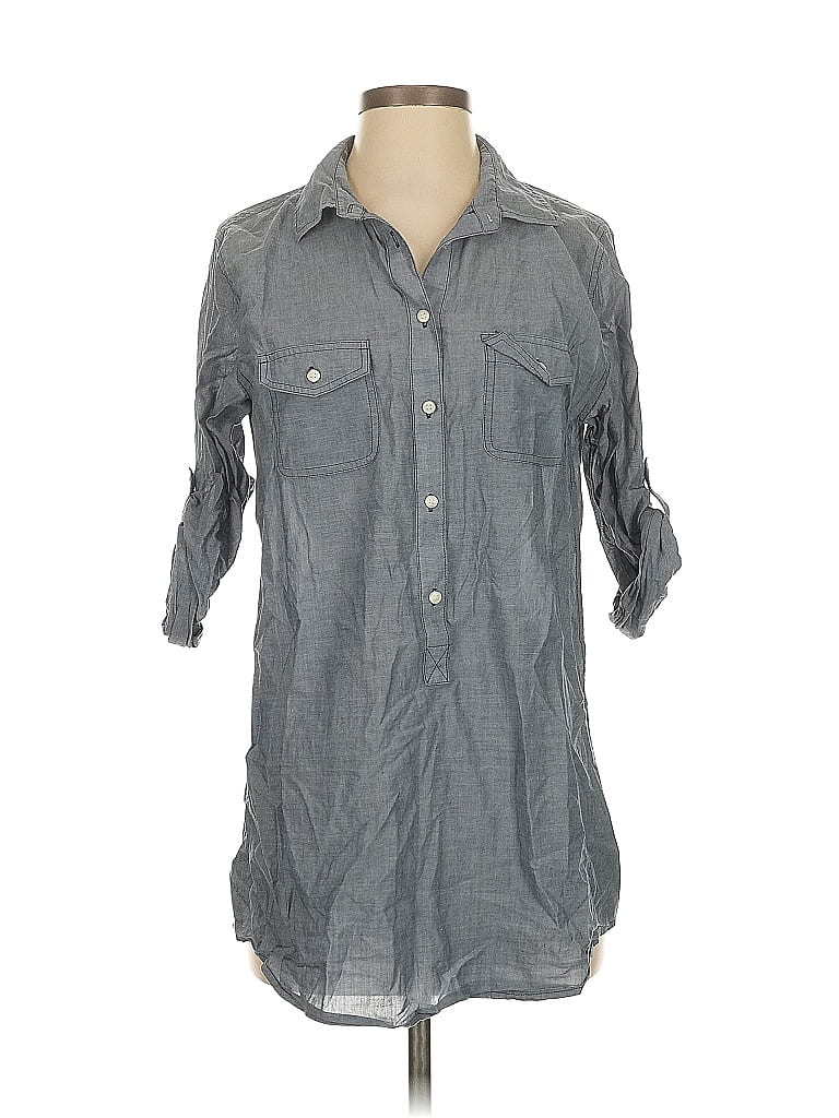 Pre-owned J.crew Factory Store 3/4 Sleeve Button Down Shirt In Gray