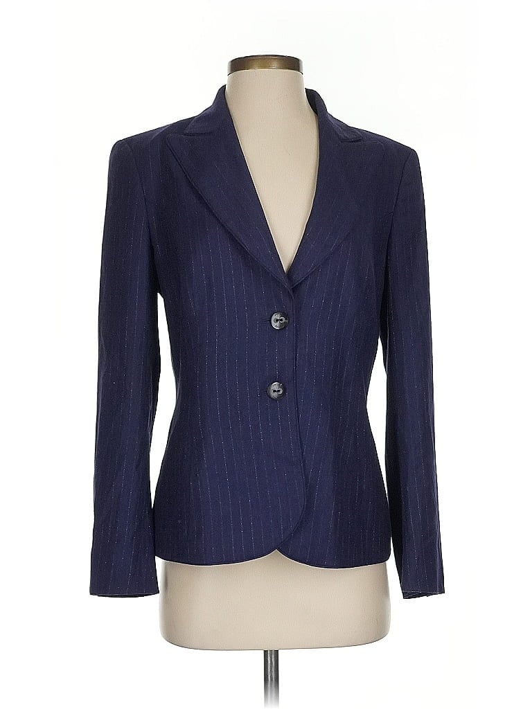 Escada Solid Stripes Blue Wool Blazer Size EU 36 / US 6 - photo 1