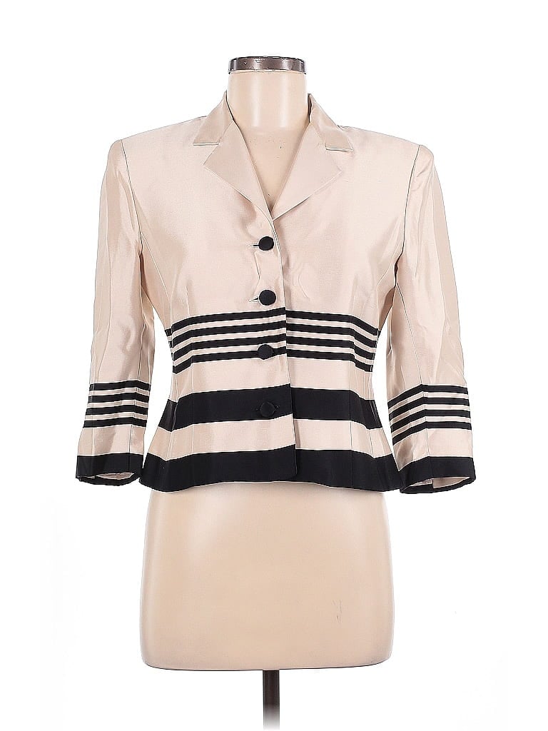 Kay Unger 100% Silk Stripes Ivory Jacket Size 6 - photo 1