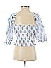 Billabong White Blue 3/4 Sleeve Blouse Size XS - photo 2