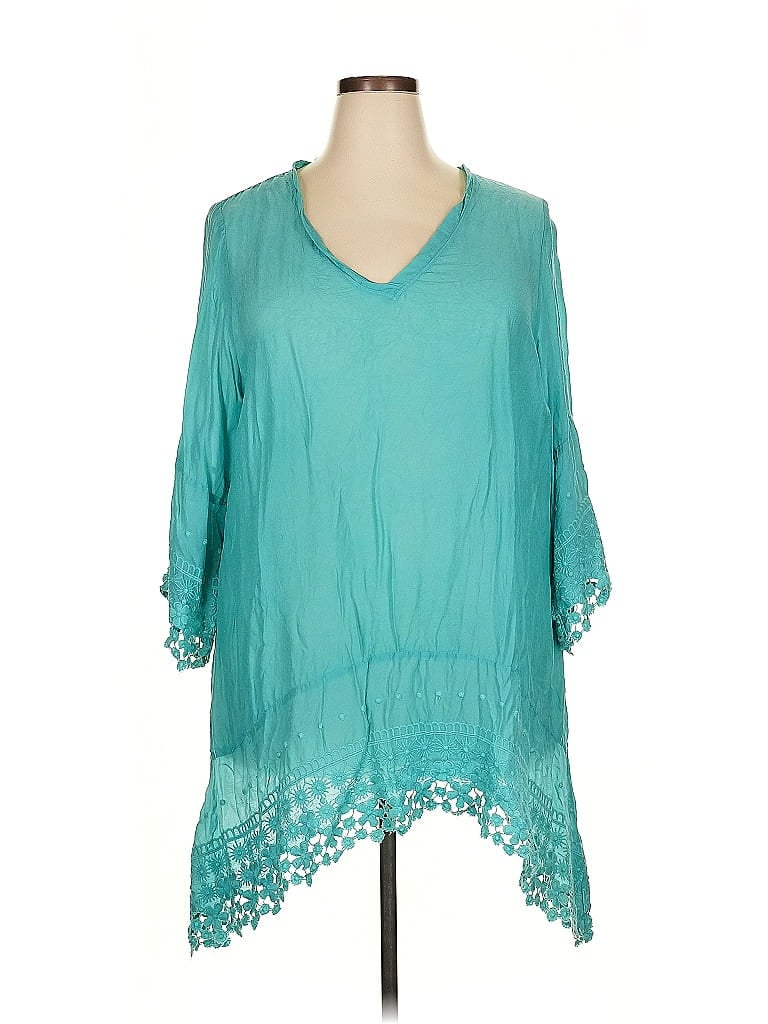 Johnny Was 100% Rayon Teal Blue Casual Dress Size 2X - photo 1