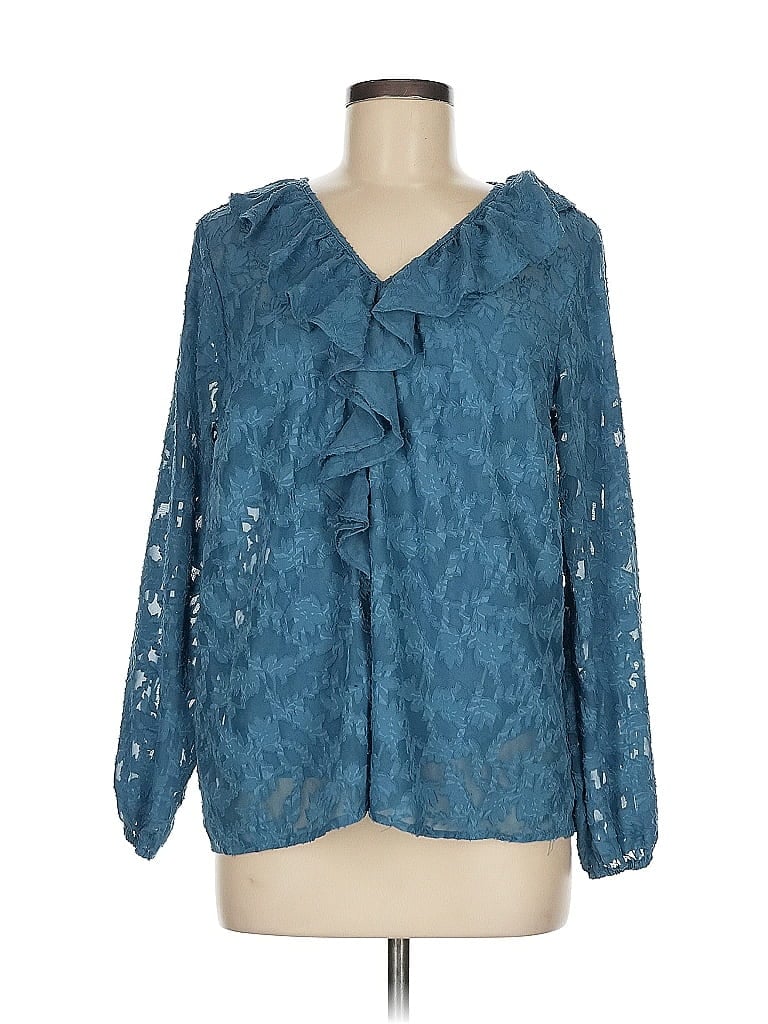 Pre-owned Lc Lauren Conrad Long Sleeve Blouse In Blue