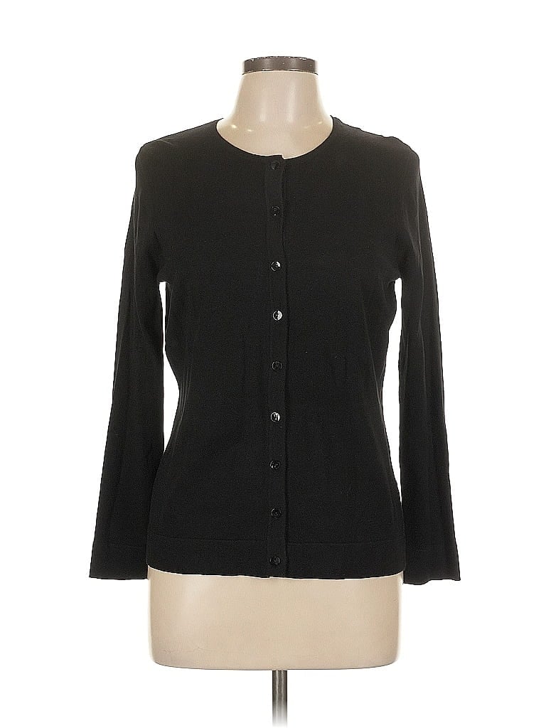 August Silk Black Cardigan Size L - photo 1