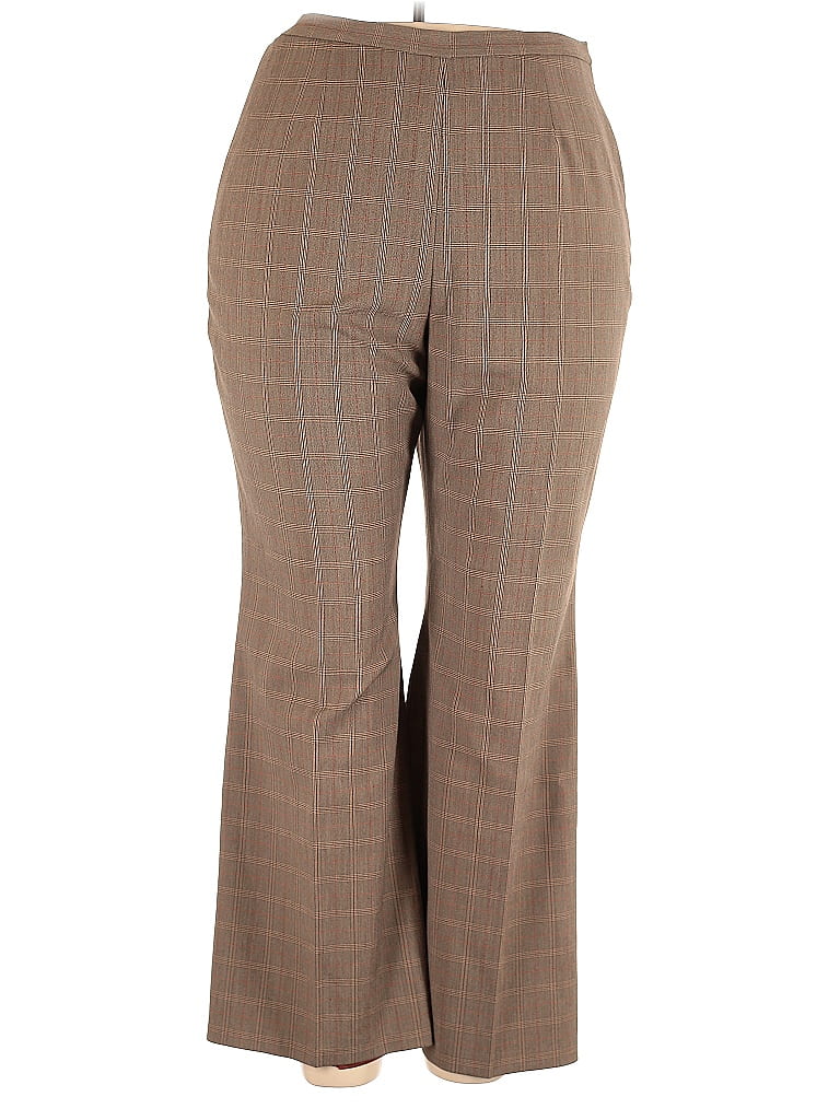 Le Suit 100% Polyester Plaid Brown Dress Pants Size 18 - photo 1