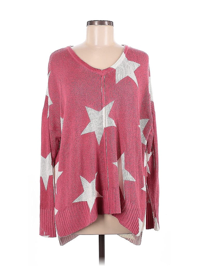 Pre-owned Rock & Roll Denim Pullover Sweater In Pink