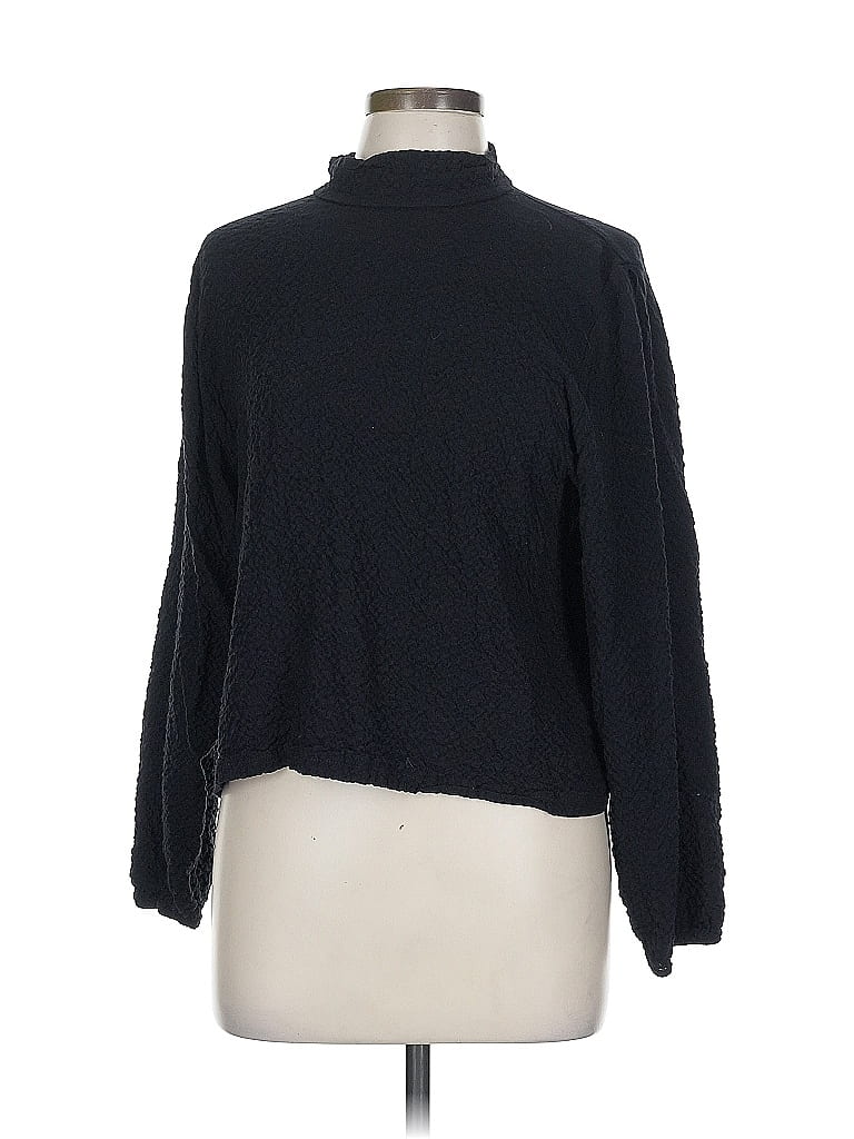 Pre-owned Zara Long Sleeve Blouse In Black