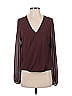 Naked Zebra Burgundy Long Sleeve Blouse Size S - photo 1