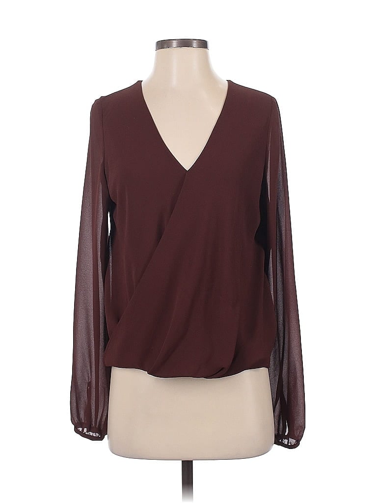 Naked Zebra Burgundy Long Sleeve Blouse Size S - photo 1