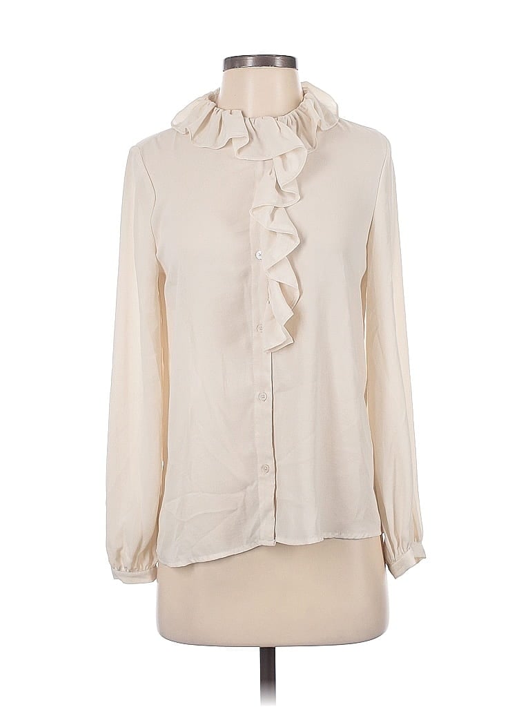 Nili Lotan 100% Polyester Solid Ivory Long Sleeve Blouse Size XS - photo 1