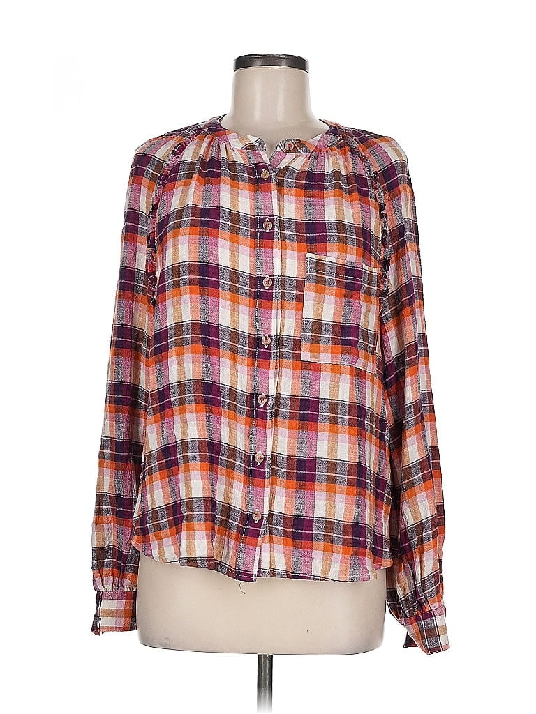 Pre-owned Pilcro Long Sleeve Button Down Shirt In Orange