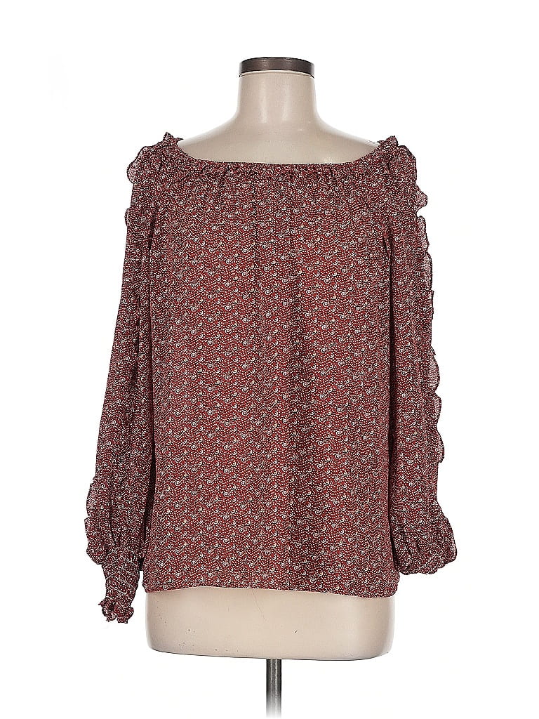 Pre-owned Max Studio 3/4 Sleeve Blouse In Burgundy
