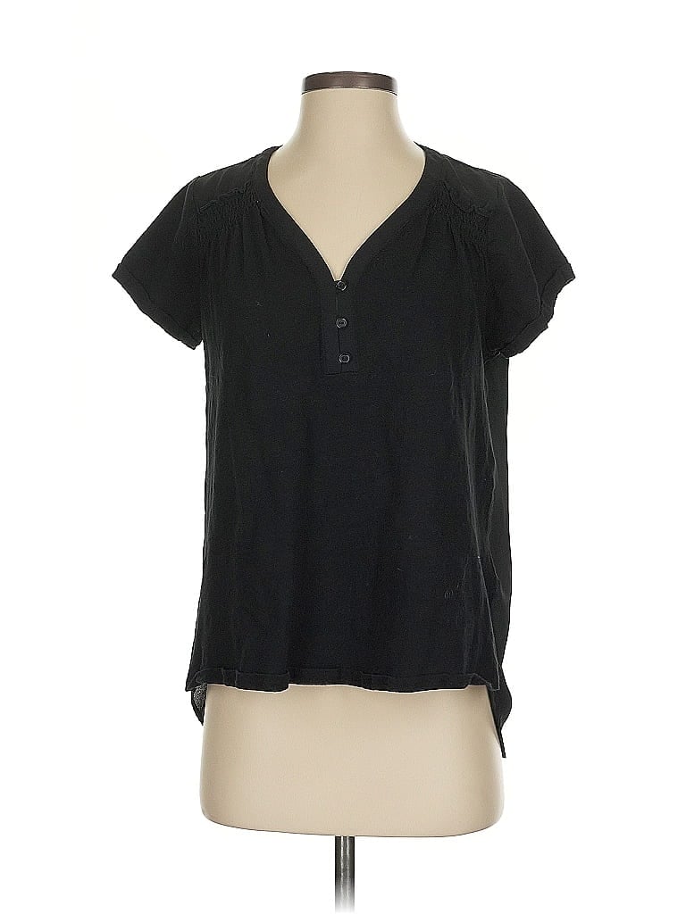 Pre-owned Everleigh Short Sleeve Blouse In Black