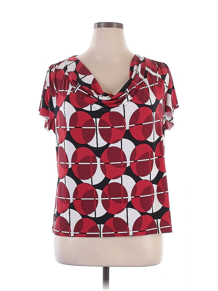 Ideology Red Short Sleeve Blouse Size 1X - photo 1