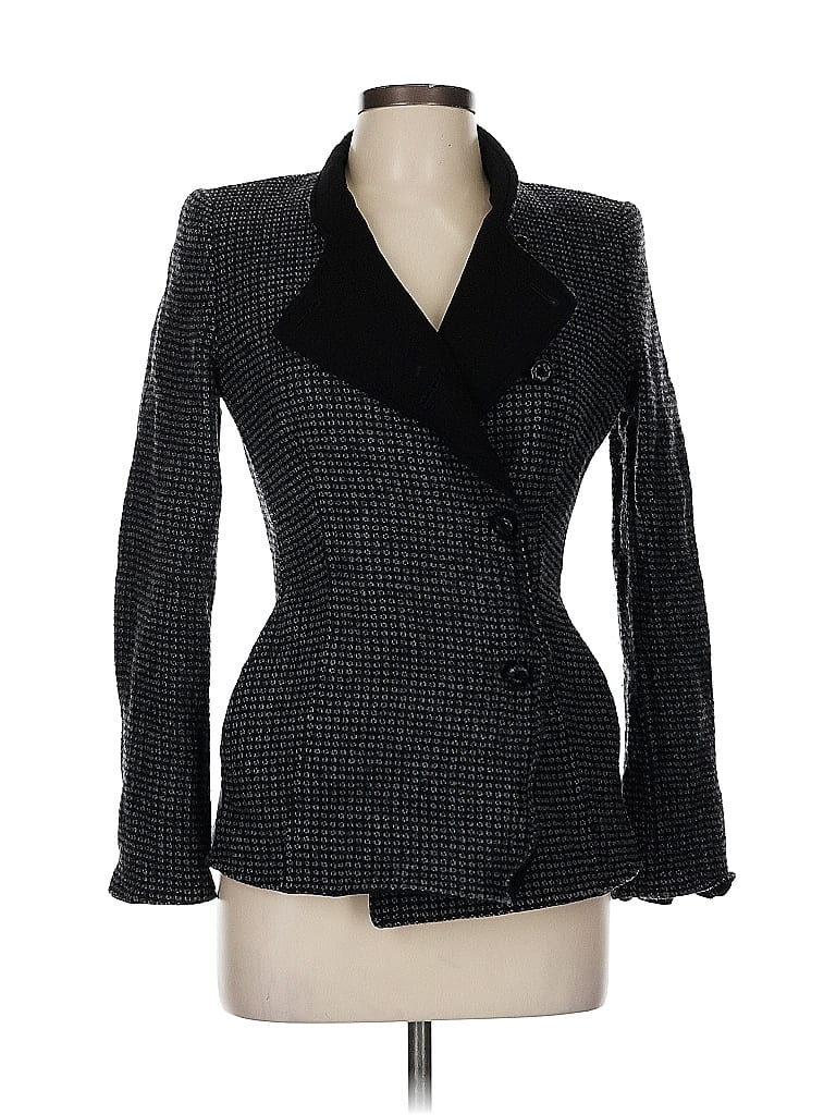 Armani Collezioni Houndstooth Gray Wool Blazer Size 8 - photo 1