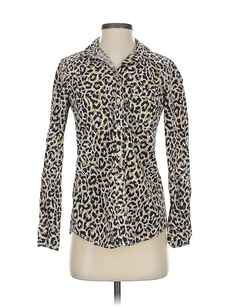 Pre-owned J.crew Factory Store Long Sleeve Blouse In Gold