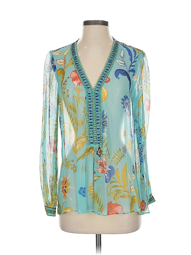 Hale Bob Teal 3/4 Sleeve Blouse Size S - photo 1