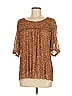 Rose + Olive Brown Short Sleeve Blouse Size M - photo 1