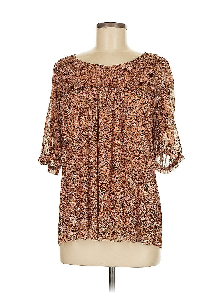 Rose + Olive Brown Short Sleeve Blouse Size M - photo 1