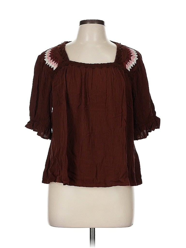 Ariat 100% Rayon Burgundy Short Sleeve Blouse Size M - photo 1
