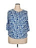 Palm Grove 100% Rayon Blue 3/4 Sleeve Blouse Size XL - photo 1