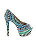 Wild Pair Graphic Teal Blue Heels Size 6 1/2 - photo 1