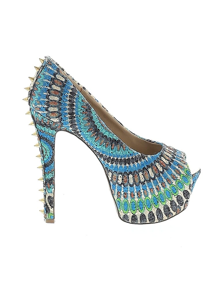 Wild Pair Graphic Teal Blue Heels Size 6 1/2 - photo 1