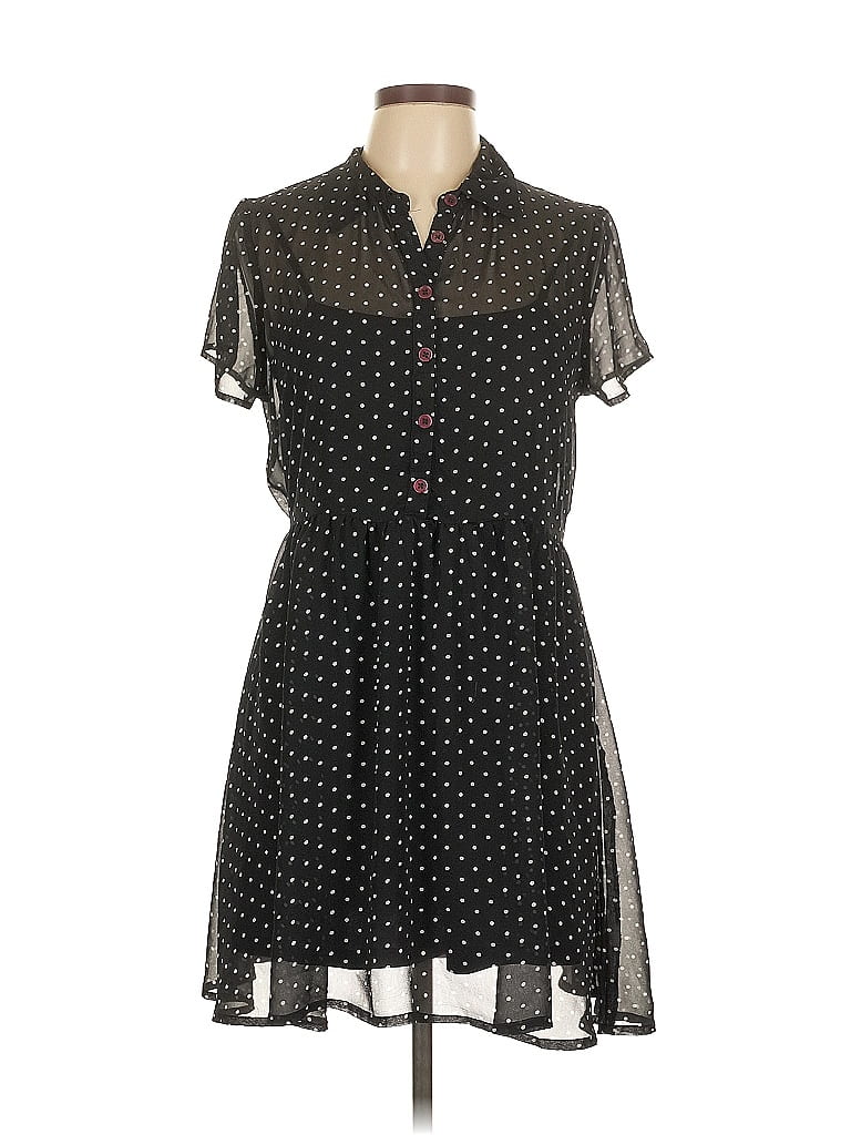 Band of Gypsies 100% Polyester Polka Dots Black Casual Dress Size L - photo 1