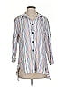 Habitat Stripes White 3/4 Sleeve Button-Down Shirt Size S - photo 1