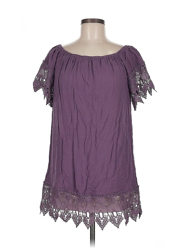 Pre-owned Iris Short Sleeve Blouse In Purple