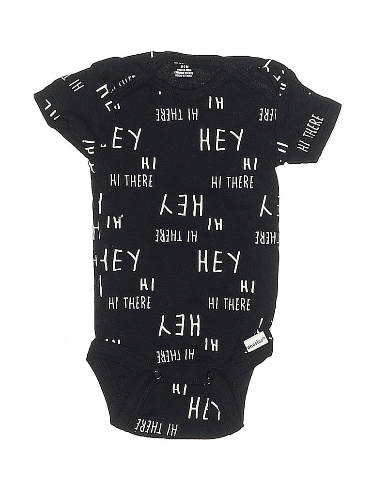 Gerber 100% Cotton Print Black Short Sleeve Onesie Size 0-3 mo - photo 1