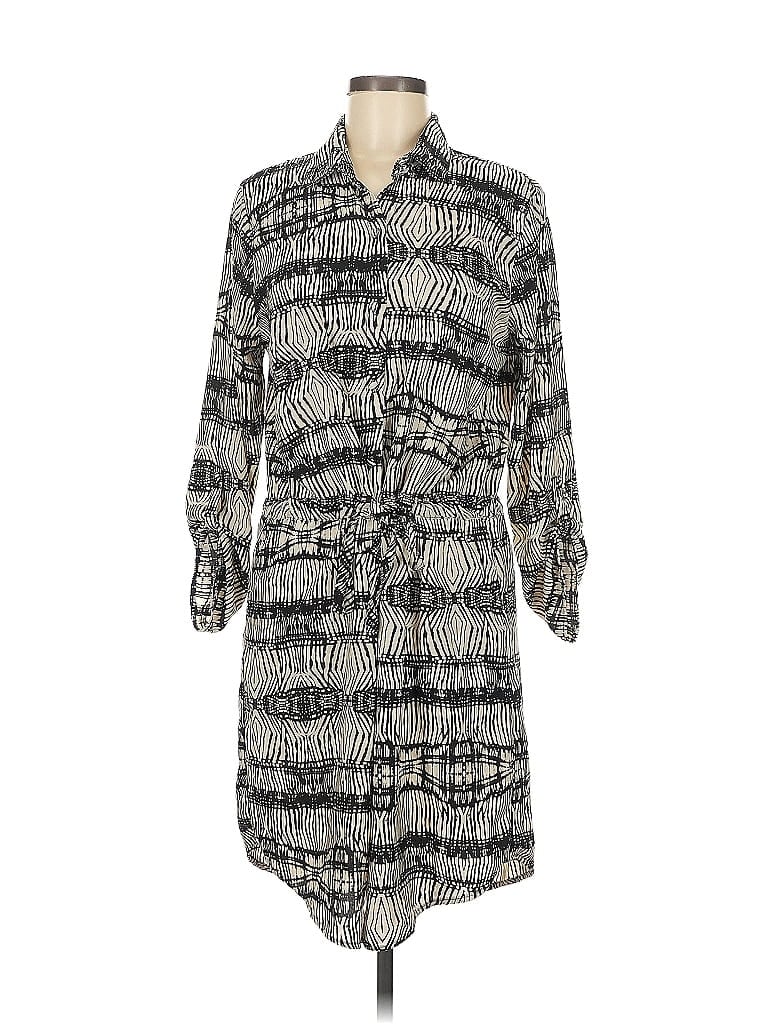 Veronica M. Print Gray Casual Dress Size L - photo 1