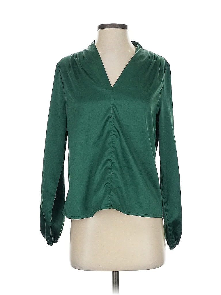 Pre-owned Shein Long Sleeve Blouse In Green