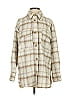 H&M 100% Polyester Plaid Ivory Coat Size S - photo 1