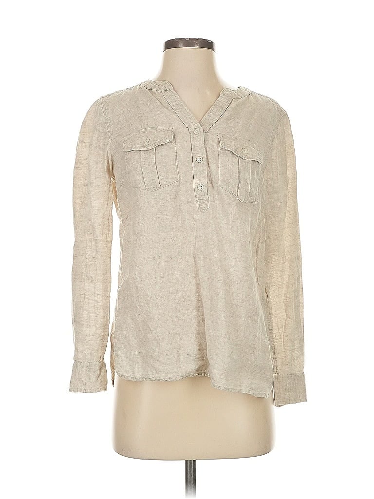 Pre-owned Talbots Long Sleeve Blouse In White