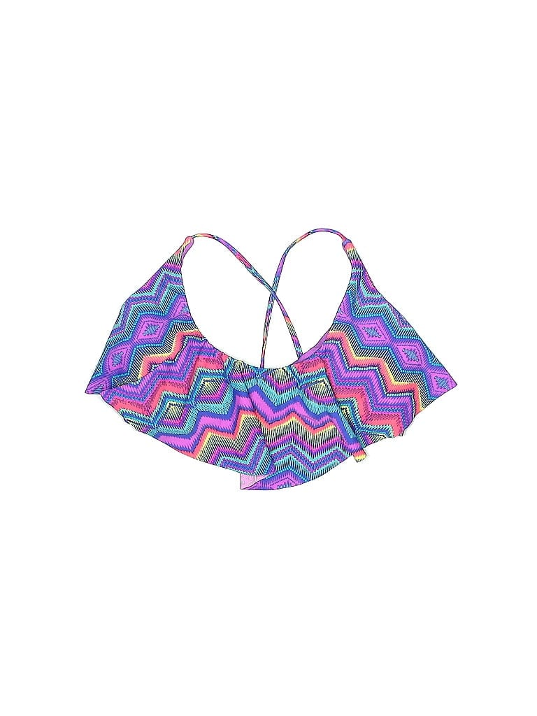 Pre-owned Xhilaration Swimsuit Top Purple Chevron/herringbone Pattern Swimwear