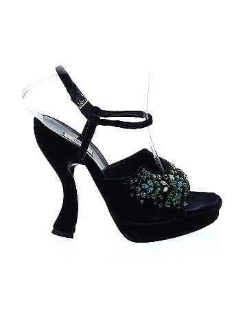 Prada Velvet Embellished Heels (view 1)