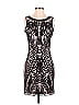 Unique Vintage 100% Polyester Graphic Black Cocktail Dress Size S - photo 1
