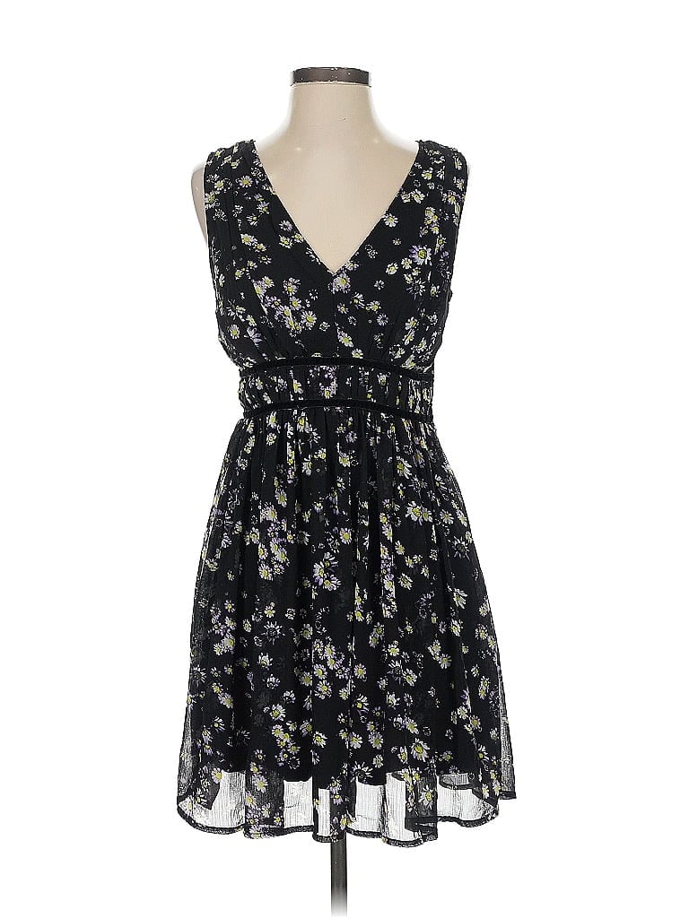 Hot Topic 100% Polyester Floral Black Casual Dress Size S - photo 1