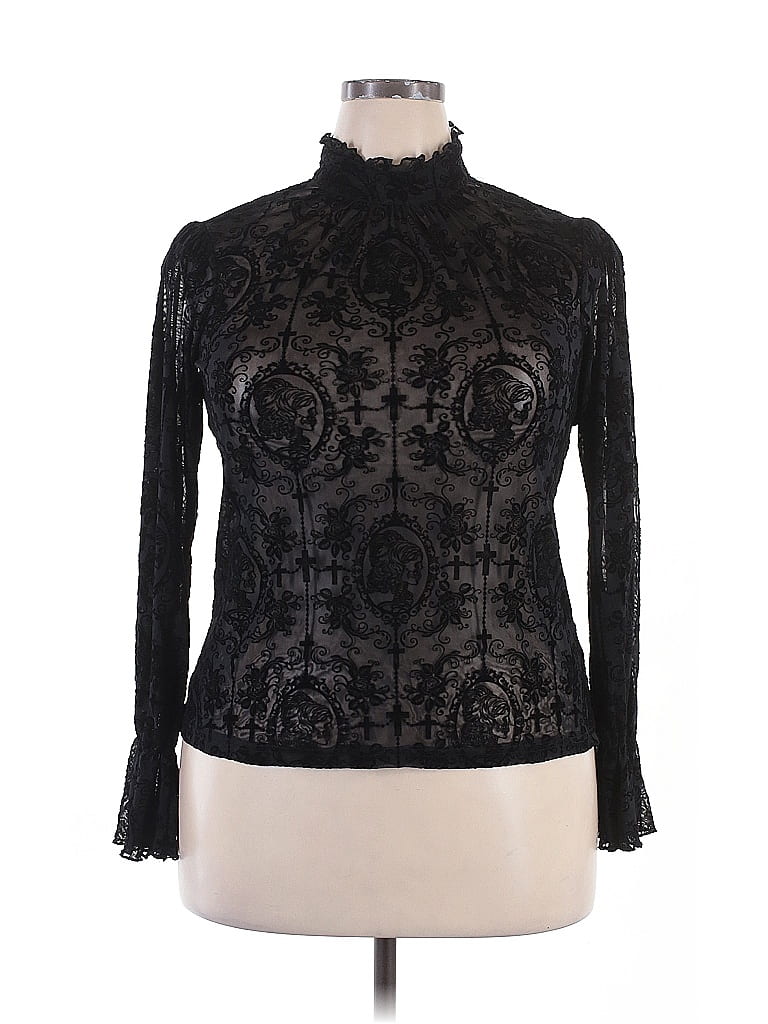 Unique Vintage Black Long Sleeve Blouse Size 2X - photo 1