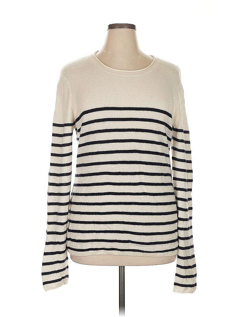 Naadam 100% Cashmere Stripes Ivory Cashmere Pullover Sweater Size XL - photo 1