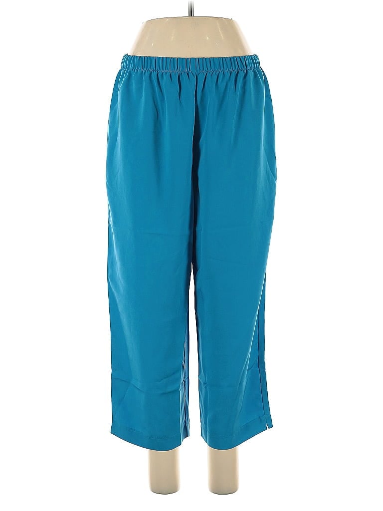 Susan Graver 100% Polyester Solid Blue Casual Pants Size L - photo 1