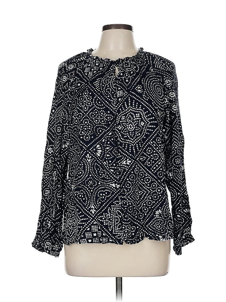 Pre-owned Lucky Brand Long Sleeve Blouse In Black