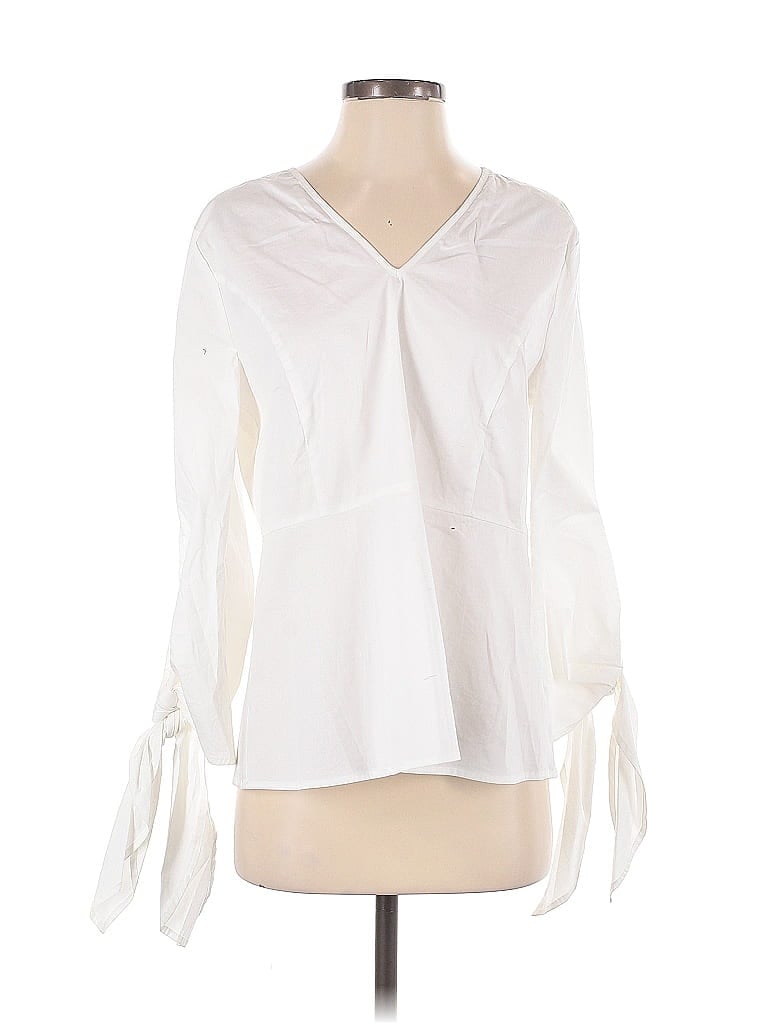 Pre-owned Universal Standard For J.crew Long Sleeve Blouse In White
