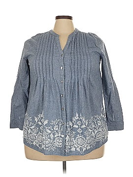 Roaman's 3/4 Sleeve Button Down Shirt