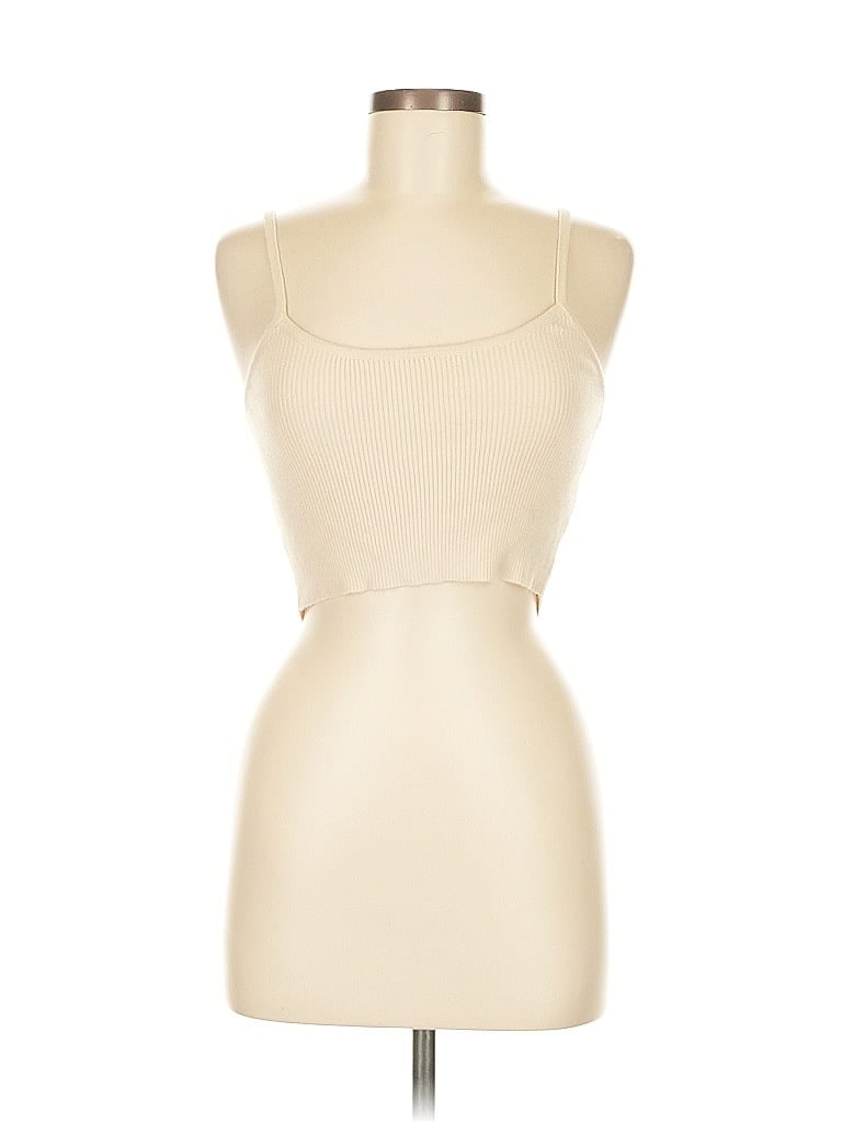 Pre-owned Beige Botany Tank Top Ivory Strapless Neckline Tops In White