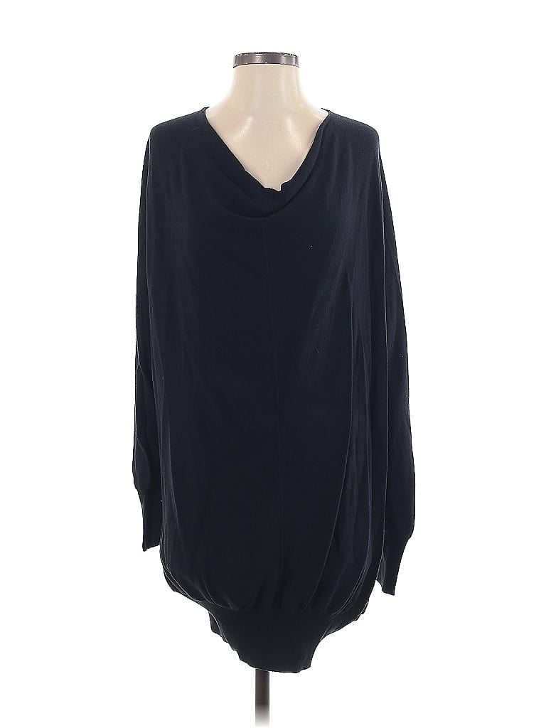 Pre-owned Paul Costelloe Long Sleeve Top Black Open Neckline Tops