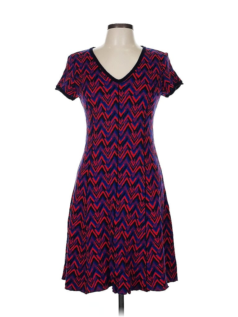 St. John Chevron-herringbone Blue Casual Dress Size 6 - photo 1