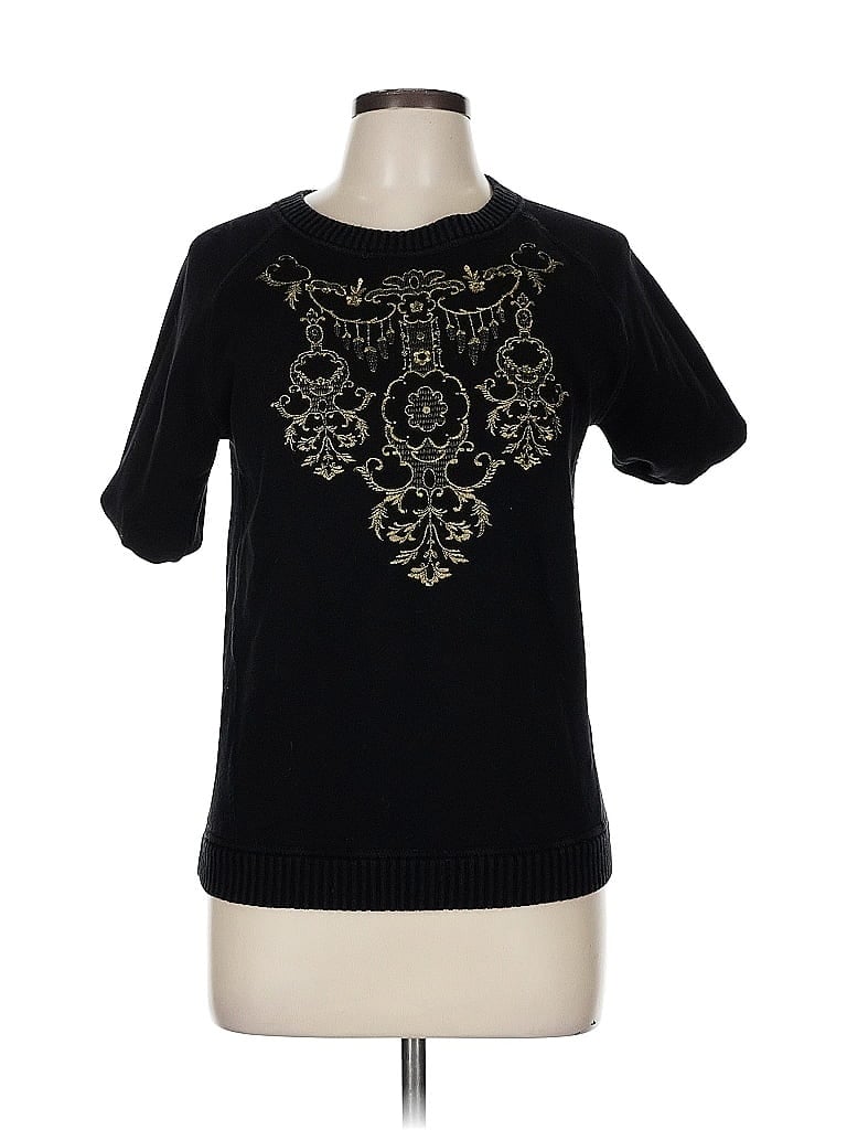 Pre-owned Marchesa Voyage Pullover Sweater In Black