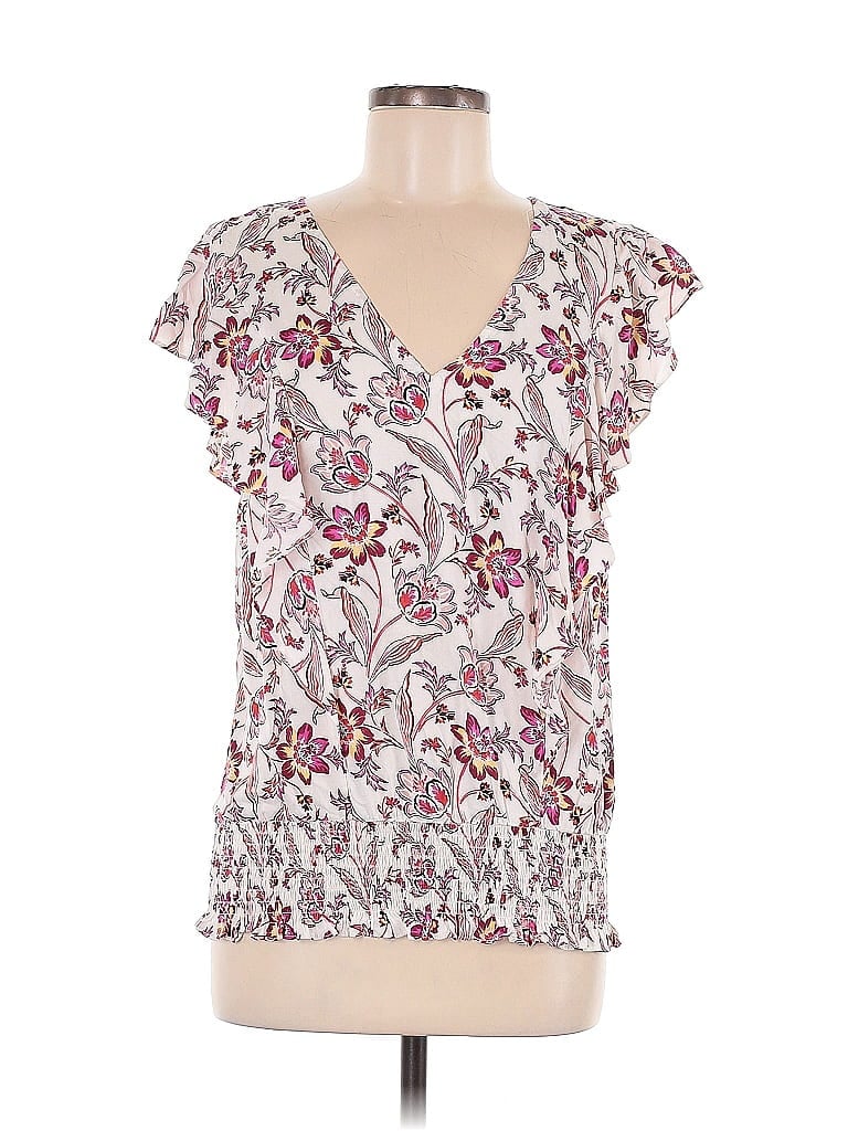 CeCe 100% Rayon Ivory Short Sleeve Blouse Size M - photo 1