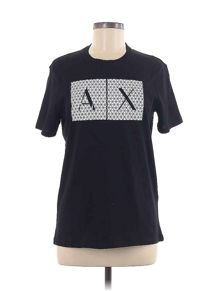 Armani Exchange 100% Cotton Argyle Black Short Sleeve T-Shirt Size M - photo 1